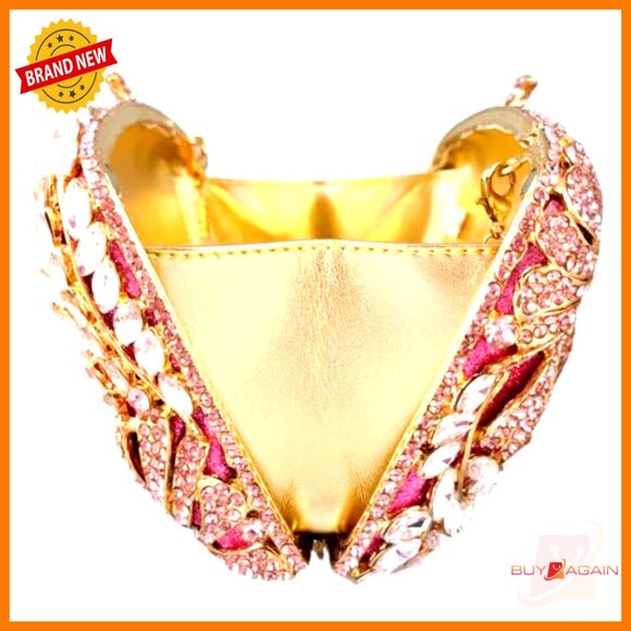 Floral Crystal Clutch Evening Bag with Detachable Straps Mini Size